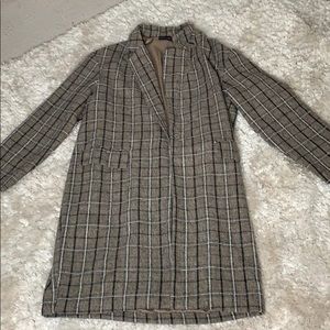 Plaid knee-length trench coat